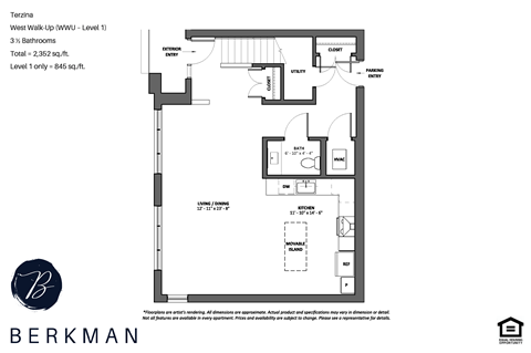 Floor plan for 3 beds, 2 baths, 2352 sqft